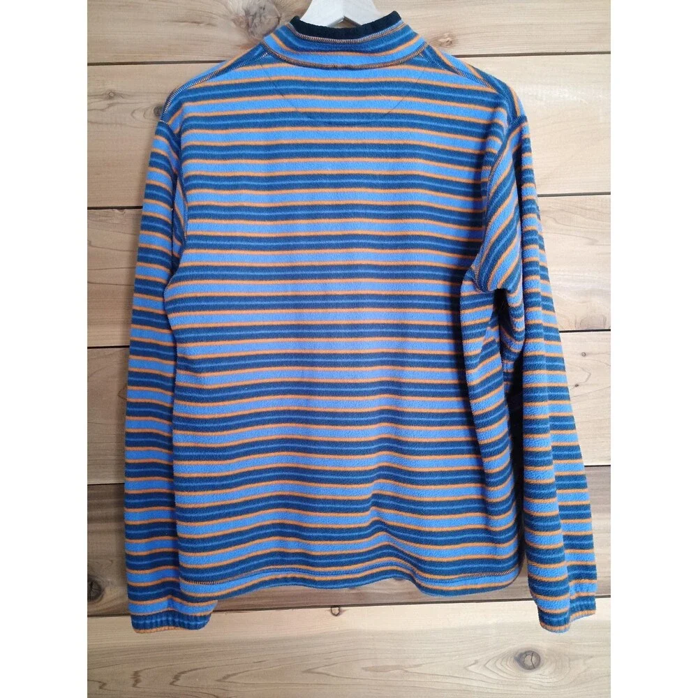 Lands End Men's Fleece Pullover Striped Quarter Zip Large With Pockets Vintage?